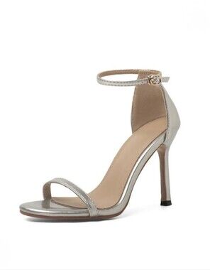 CHARMING CHARLIE Ankle Strap Sandals Silver Metallic 7M
